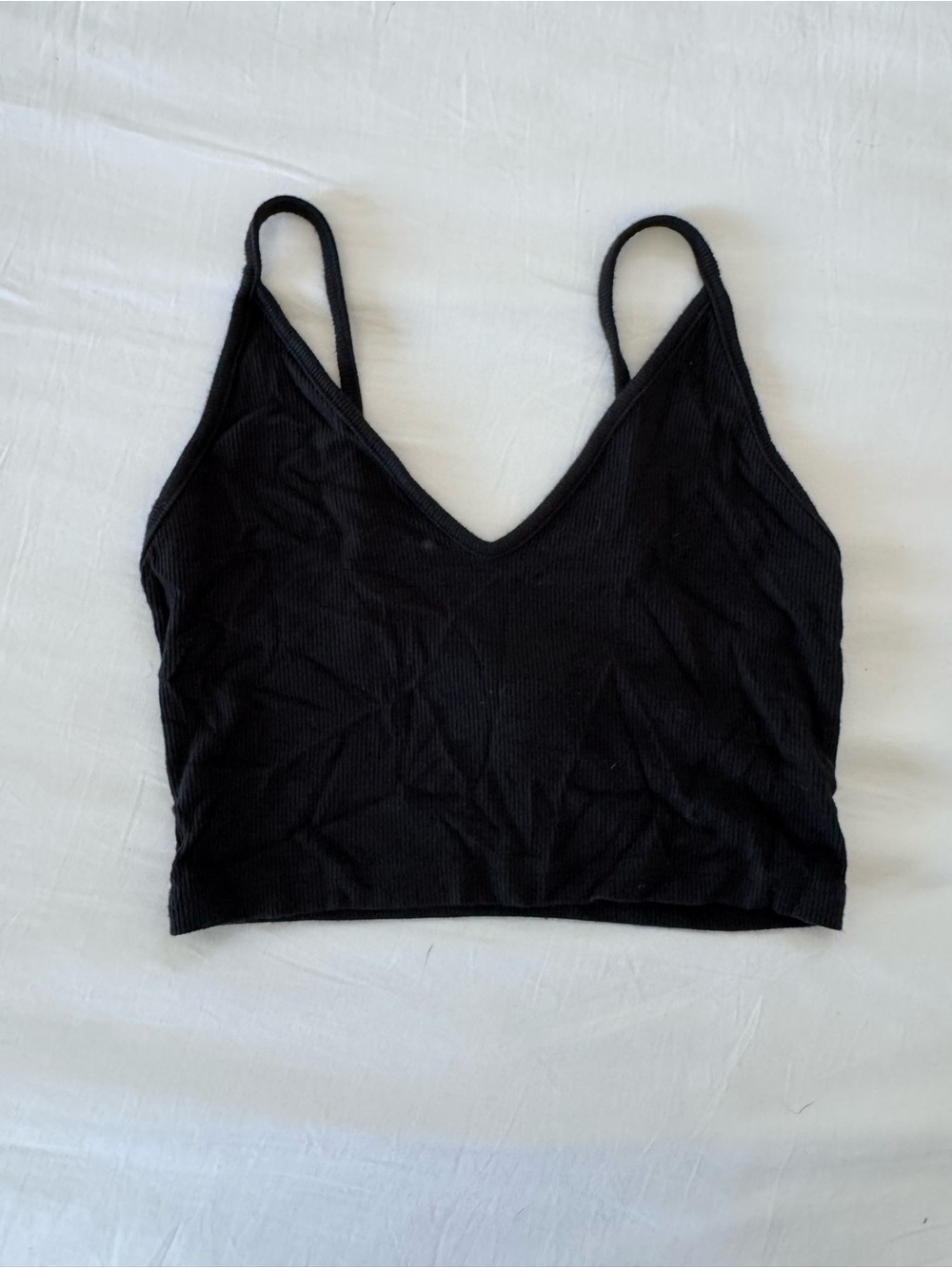 Joah Brown Black Ribbed V-Neck Cropped Tank